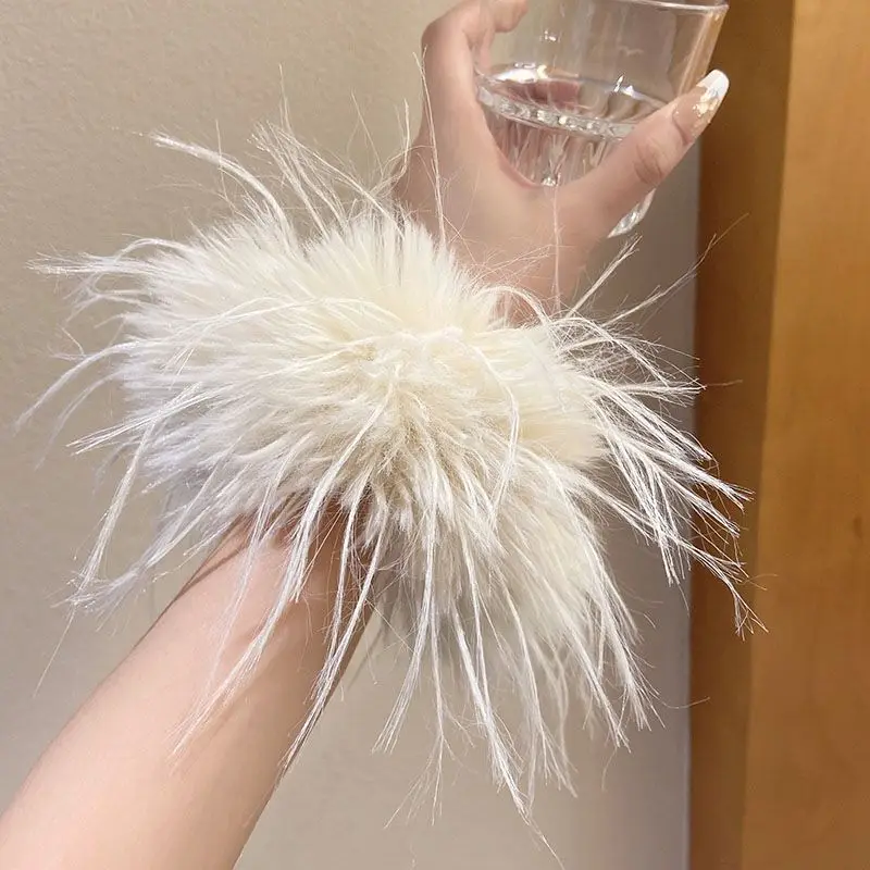 Women Feather Ostrich Feather Cuffs Wrist Sleeve New Plush Hair Ring Slap Bracelets Headdress