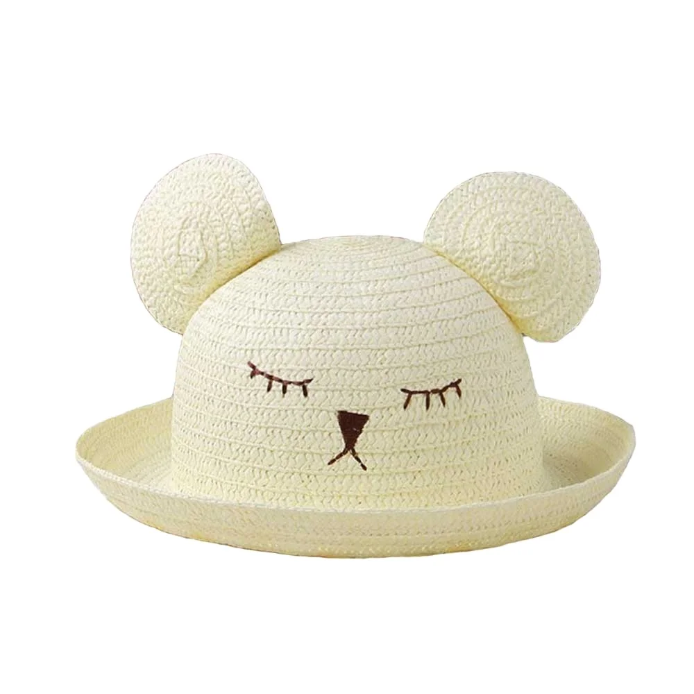 Funny Children Straw Hat Custom Cute Cat Ear kids Hat