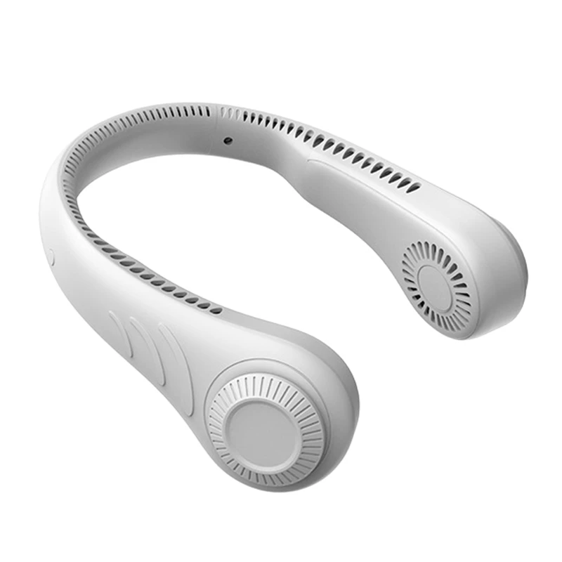 Wholesales Hands Free Mini Rechargeable Earphone Design Leafless Neck Fan Wearable Portable Hanging Neck Fan