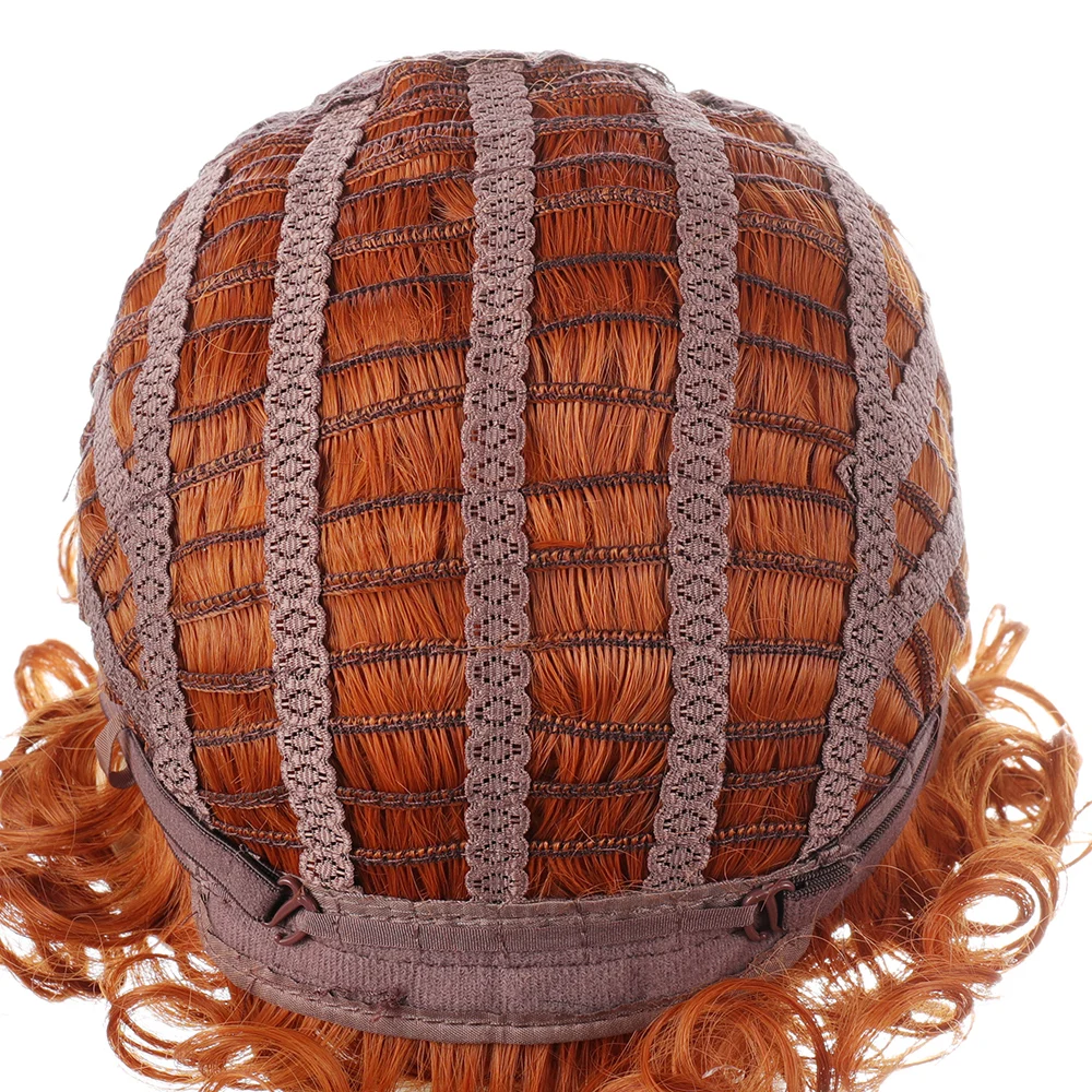 Ainizi red brown curly Mrs Roper cosplay wig for old ladies