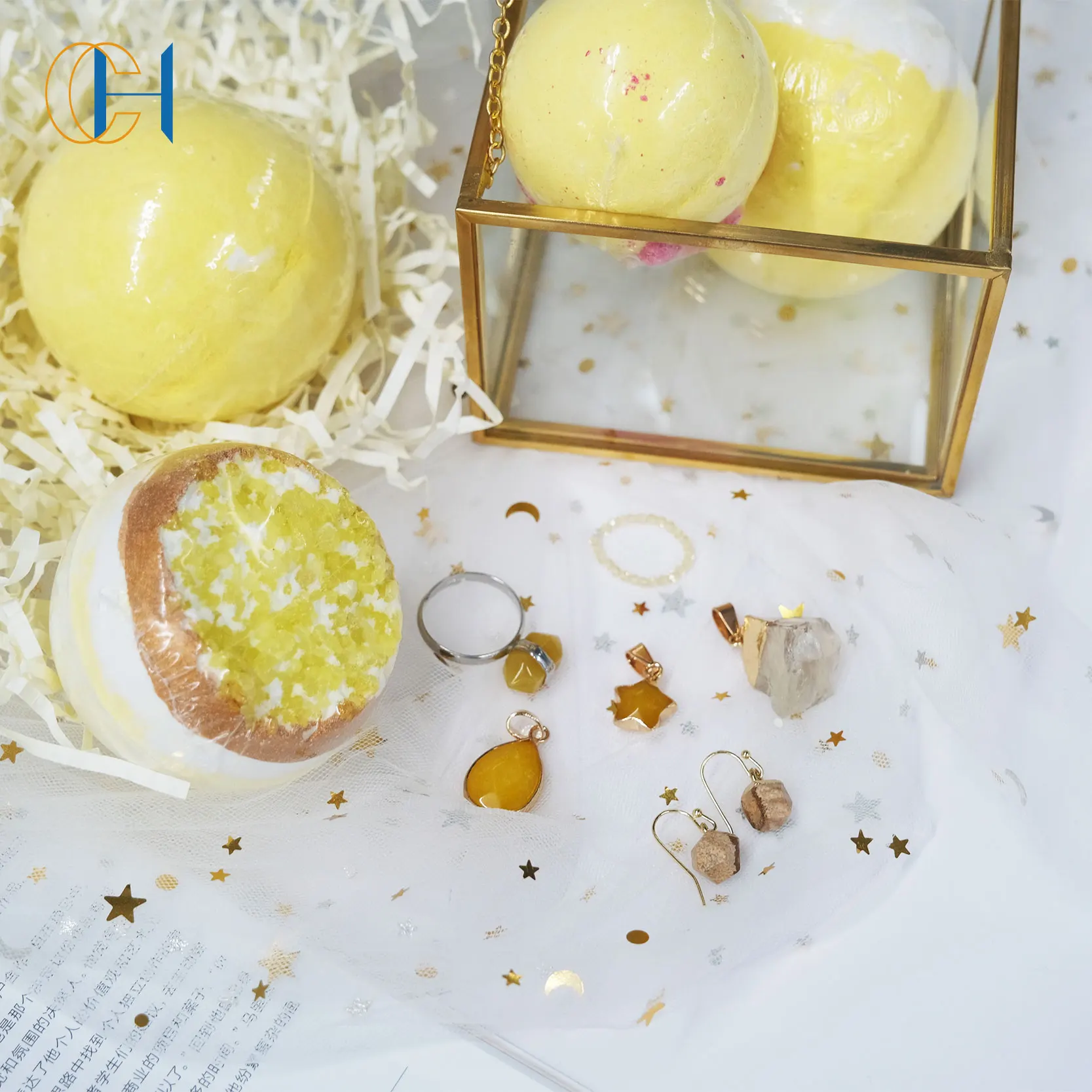 C&H Wholesale Lucky Bomb Blind Box Gift Surprise Romantic Skin Care Natural Scented Bath Bomb With Custom Earring Inside