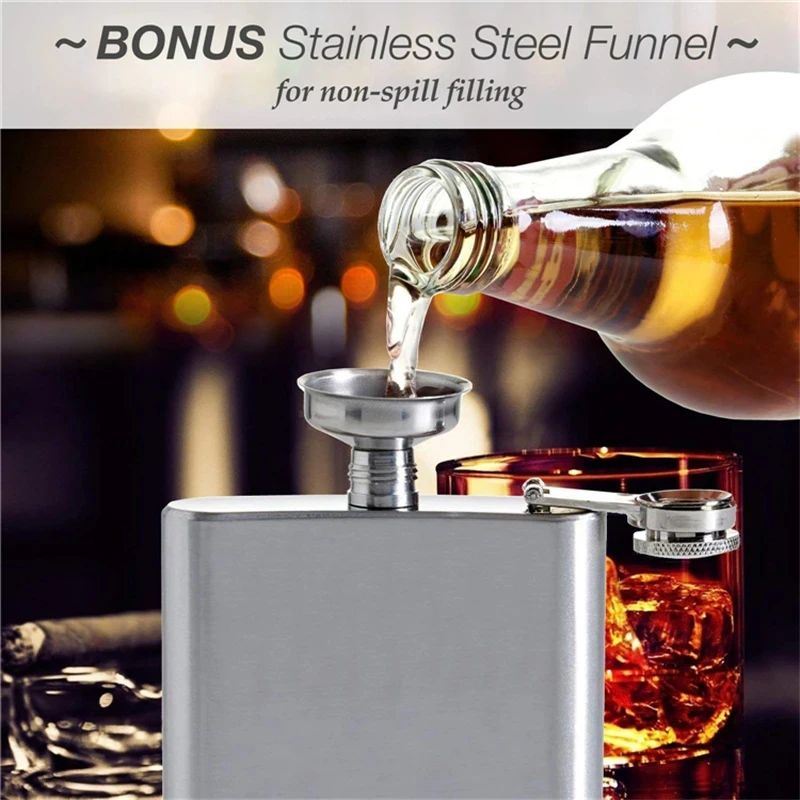 Factory Custom LOGO Portable Liquor Whiskey Alcohol Flagon 6 To 12 Ounces Square Matte Black Stainless Steel Hip Flask