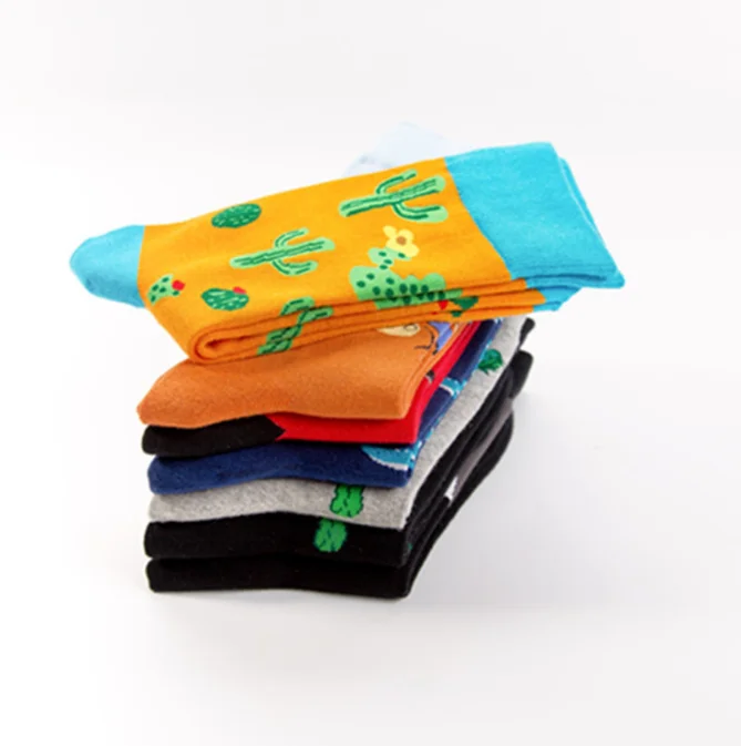 Custom Fashion Colorful Socks Logo Cotton Funny Tube Crew Cactus Jack Men Socks