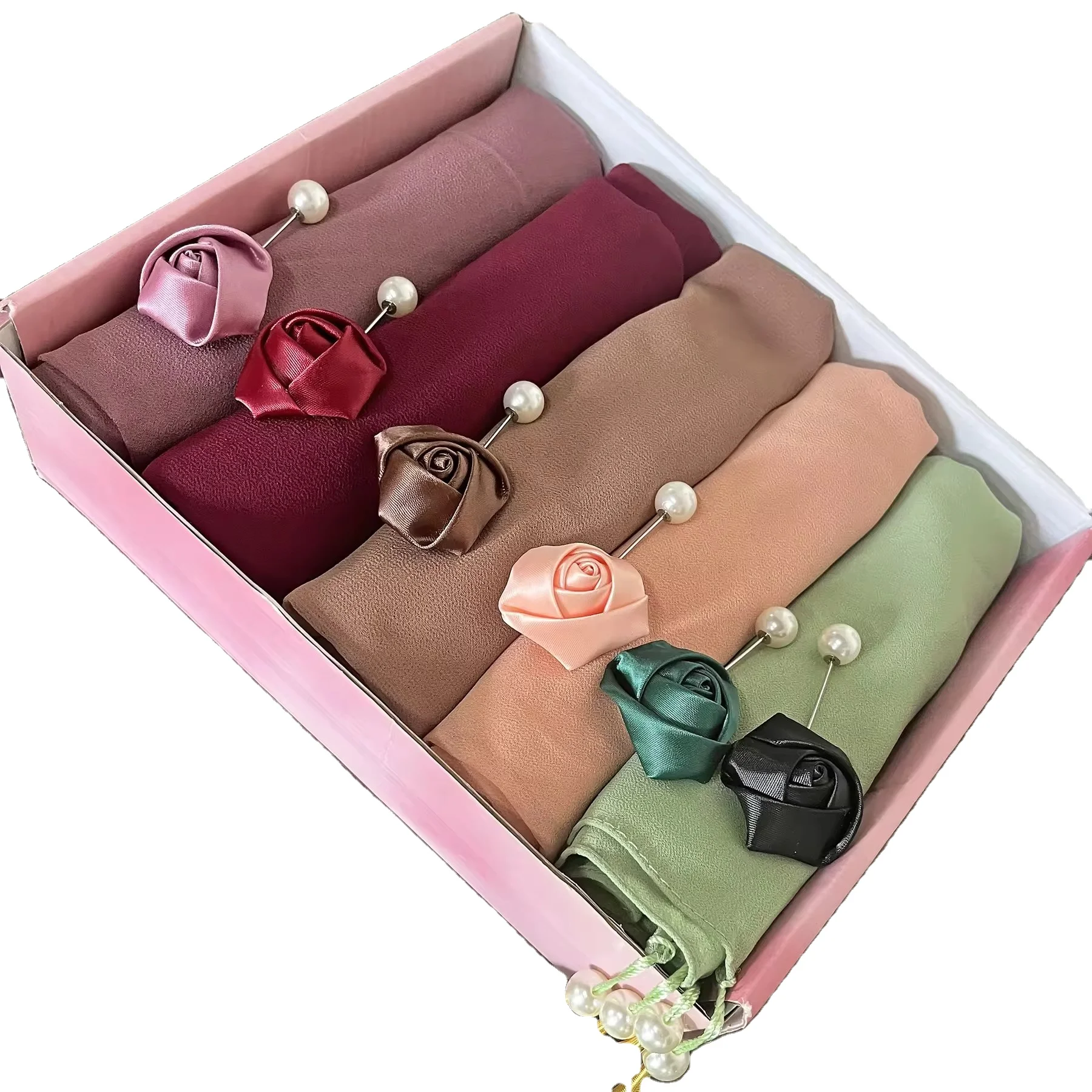Saudi Women Hijab Giftbox Mix All Colour Hijab Set Jersey Chiffon Cotton Combination Box Hijab Personalised satin