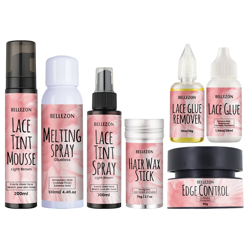 Private Label Wig Kit Products Set Lace Tint Spray Lace Glue Waterproof Strong Hold Edge Control Melting Spray