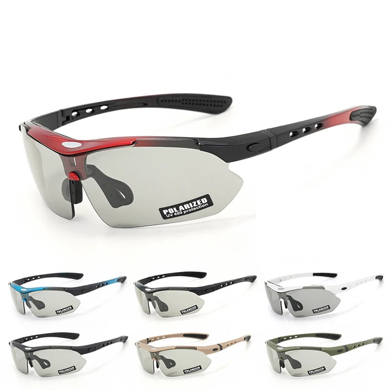 Ready to ship Outdoor Adult Sports Glasses HD Polarized MTB Bike Sunglasses Fashionable Fishing Glasses 5 Lenses set