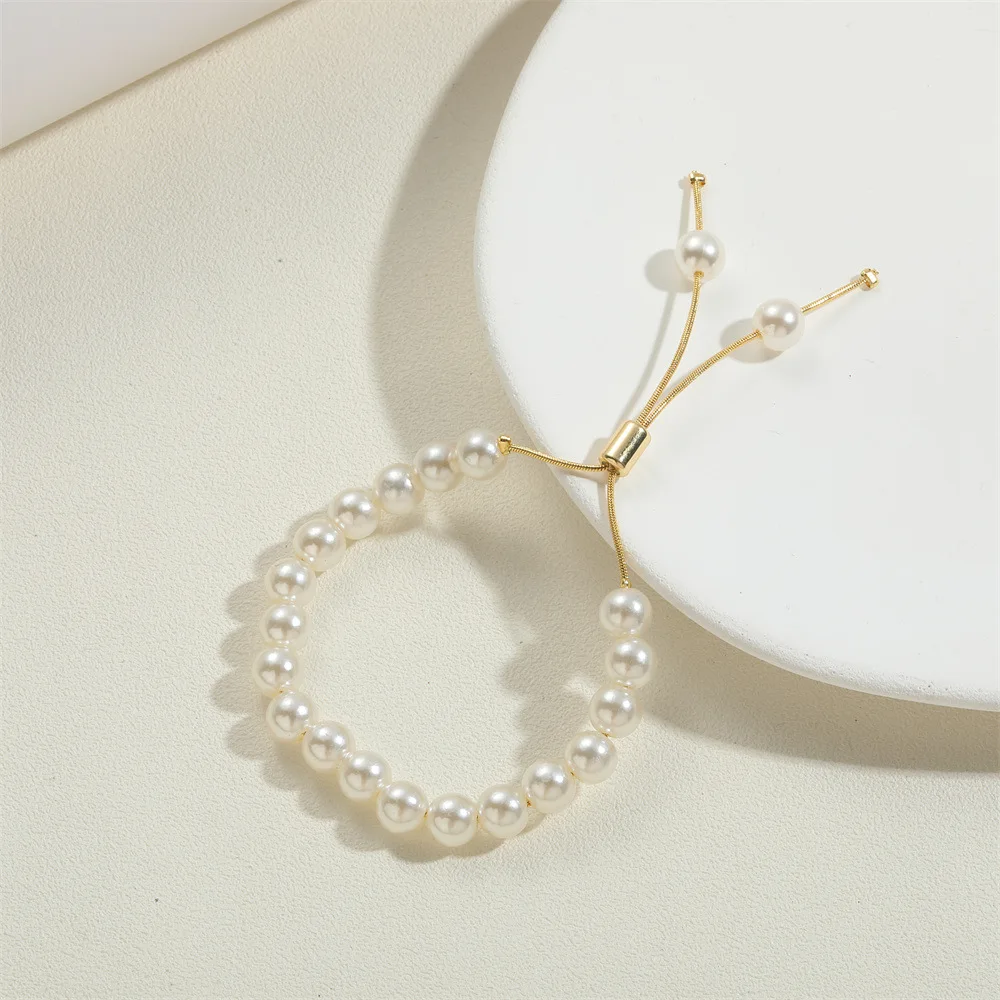 2024 Personalizada Manufacturer Wholesale Ins Fashion Adjustable Charm ABS Pearl Bead Bracelet For Women Daily Wear Jewelry