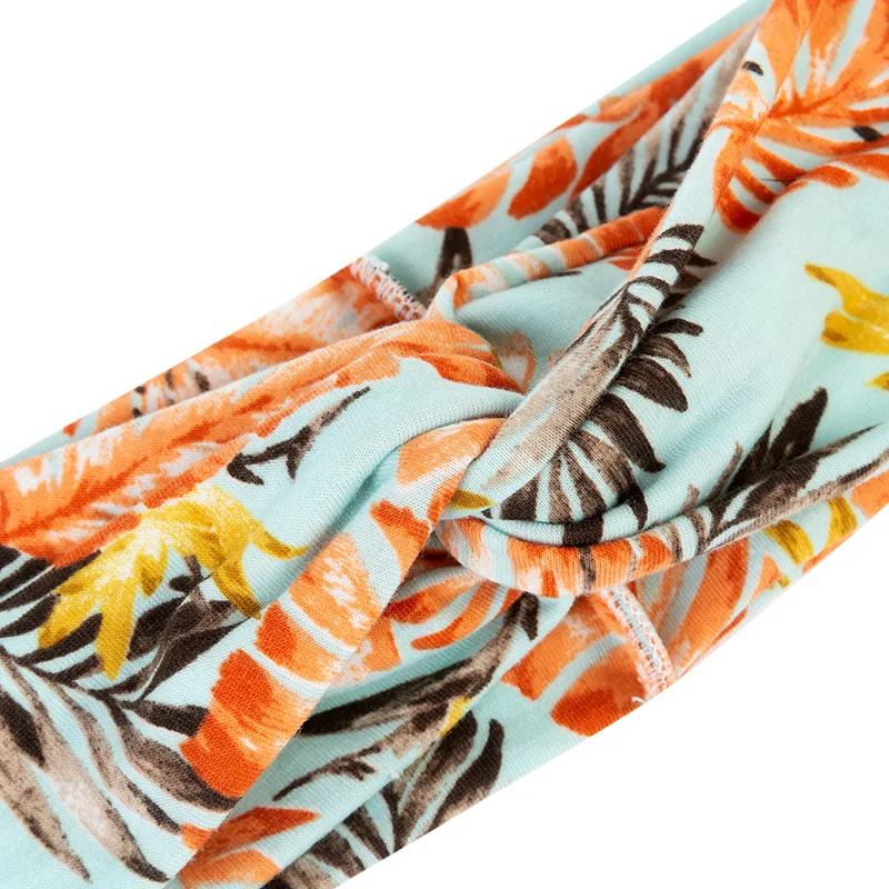 Wholesale printed Bohemian anti-slip anti-sweat twist cross knot elastic yoga exercise headband for men and women