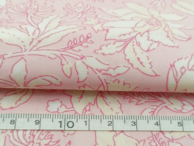 Warm Pink Floral Pattern Printed Fabric for Shirt Dress 100% Cotton Plain