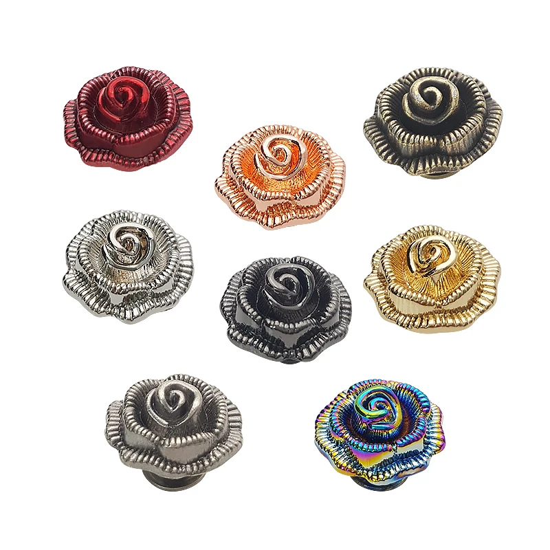 New Brand Logo Chicago Screw Round Head Zinc Alloy Metal Rivets 3D Rose Rivets for Bags and Clothes