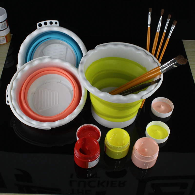 3L Paint Brush Cleaner Rinse Cup Multifunctional Silicone Folding Cup Cleaning Painting Tools