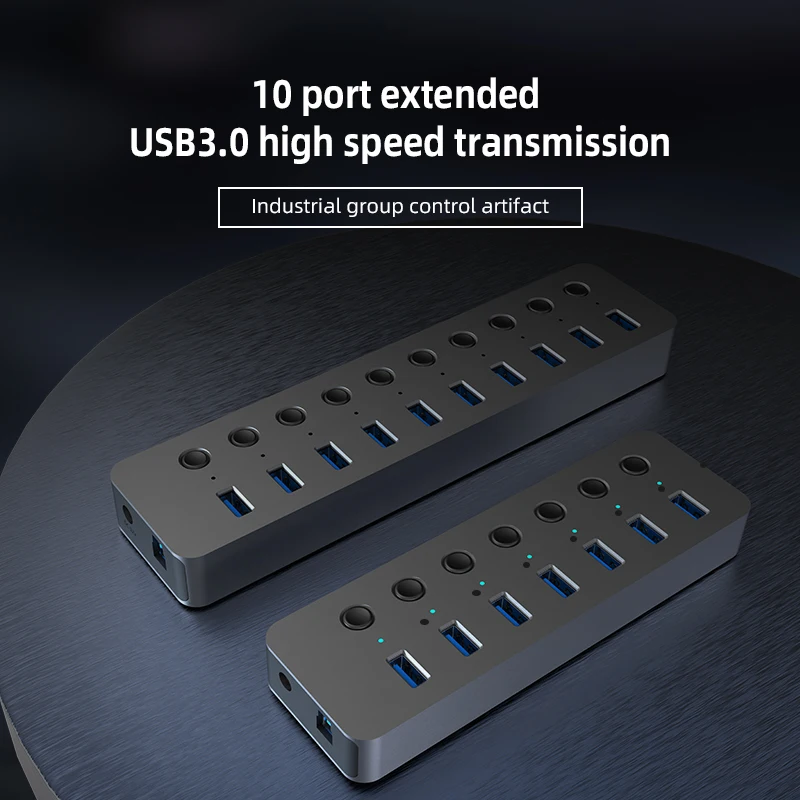  Алюминий 10 порт USB 3 0 концентратор с переключателем высокой скорости док-станция Usb разветвитель для мобильных телефонов