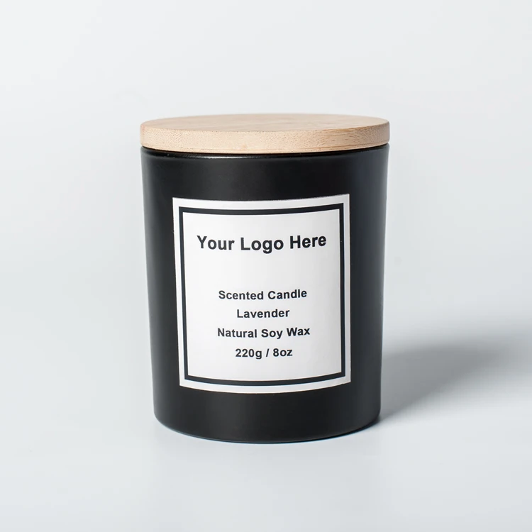 Custom Luxury 8 OZ Candle personalized Black Matte Glass Private Label Scented Candles