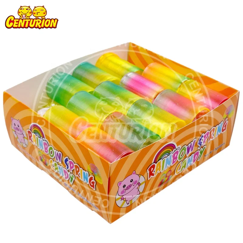 Toy candy kids plastics rainbow spring toy with whistle candy