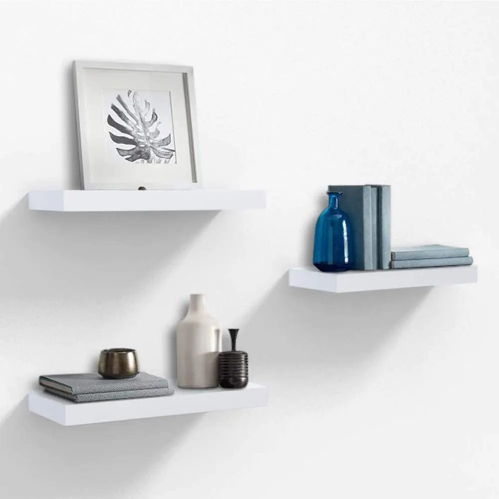 Hanging Shelves For Wall Modern Floating Solid Wood Furniture White Invisible Wall Hanging Book Shelf For Home Office