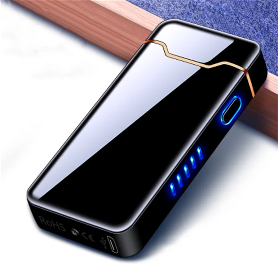 High Capacity Power Electric Lighter Usb Rechargeable Power Display Pulse Lighter Double Arc Cigar Plasma Led Lighter