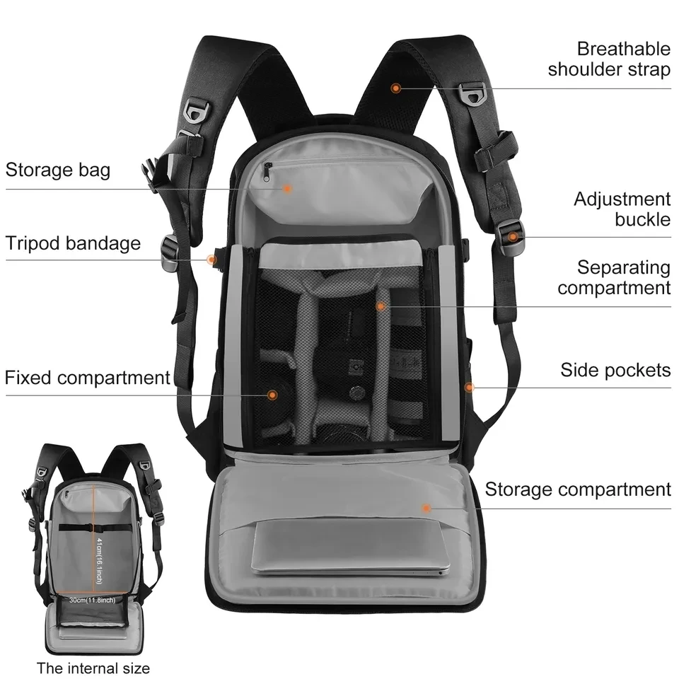 Waterproof Camera bag Backpack custom camera & video bag DSLR/SLR Photography Camera Bag with Tripod Holder&Laptop Compartment