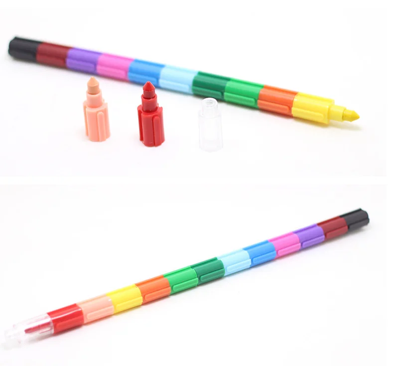12 pieces stacking buildable crayons colorful crayon rainbow pop plastic crayon changeable coloring pens for kids