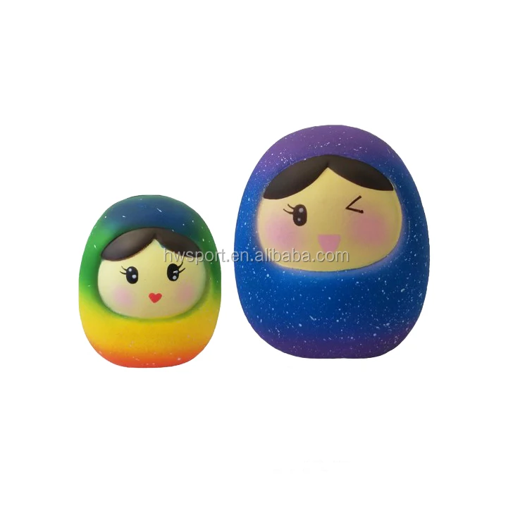 Hot Selling Custom Colorful Kawaii PU Foam Doll-Shaped Squishy Toys Unisex Anti-Stress Slow Rising Matryoshka Dolls for Kids