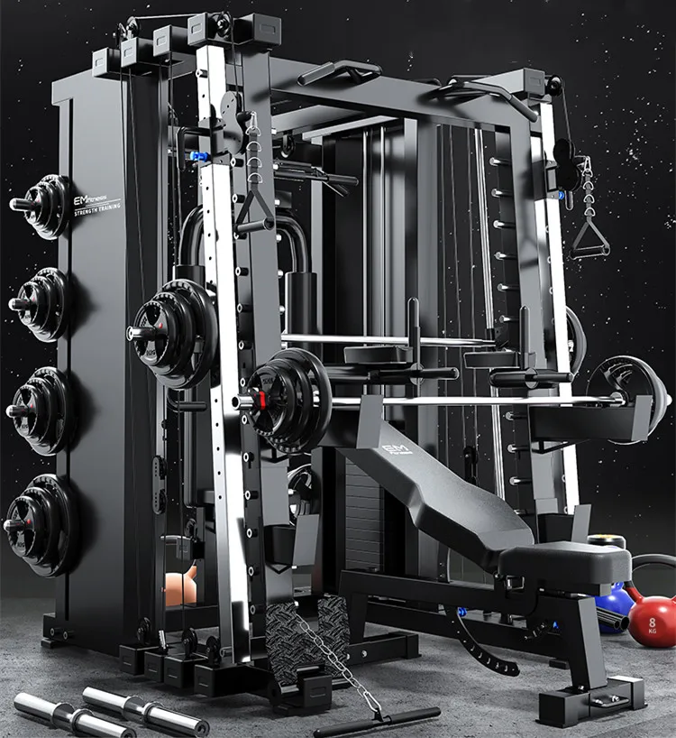 Home Body Building Cable Crossover Multifunctional Power Cage Squat Rack With Weight Lifting Training Gym Smith Machine