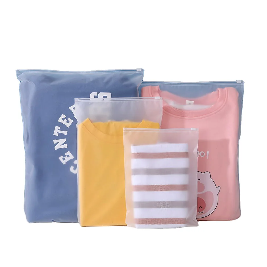 China Manufactory Print Plastic Custom Logo Clear Frosted Blank Waterproof Zipper Polypropylene Bag