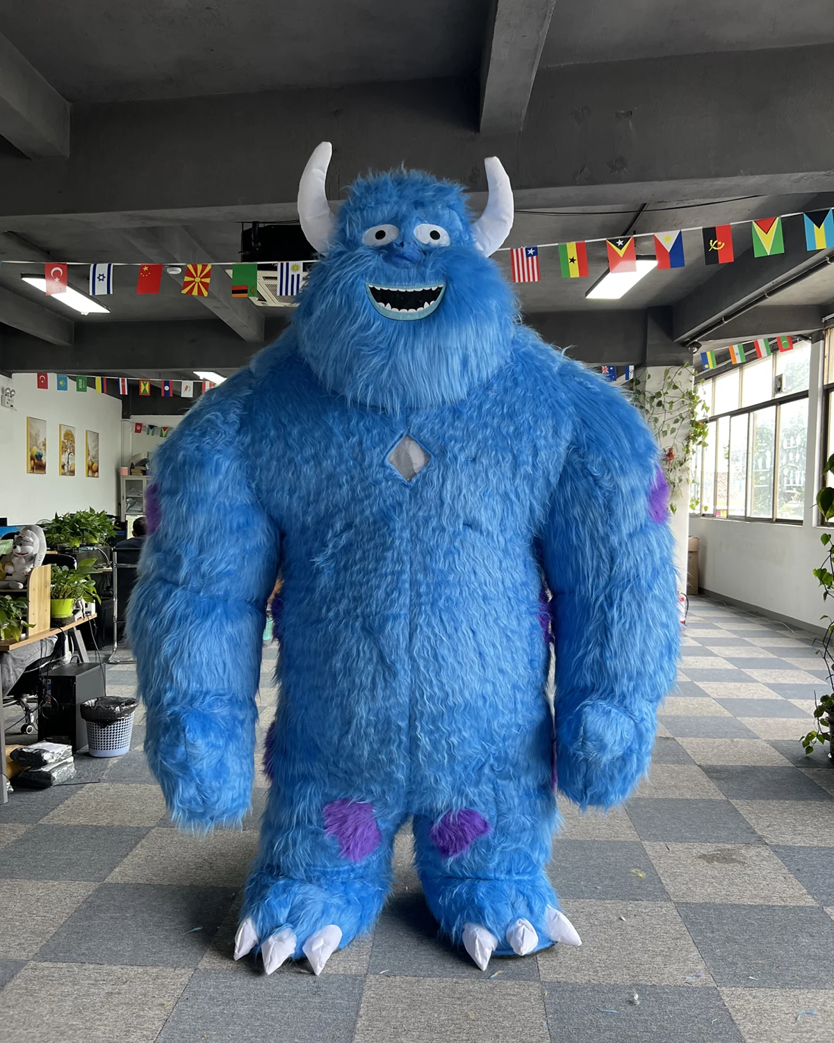 Happy Island Custom Long Hair Cartoon Costume 2/2.6 Inflatable Mascot Costume Walking Mascot Long Plush EVA Unisex Animal 1 Pc