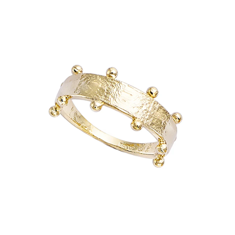 Exquisite French-Inspired 10K Gold-Tone Minimalist Matte Surface INS Ring