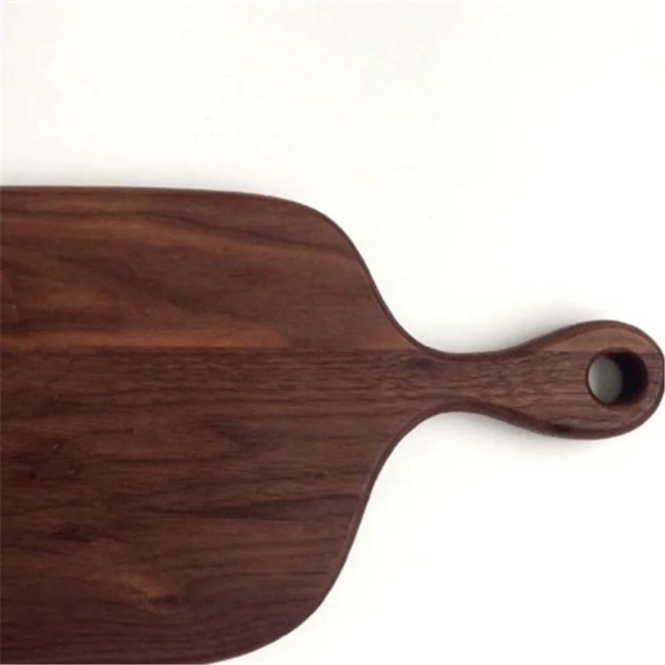 
Black walnut wood steak serving plate cutting board pizza board with handle 