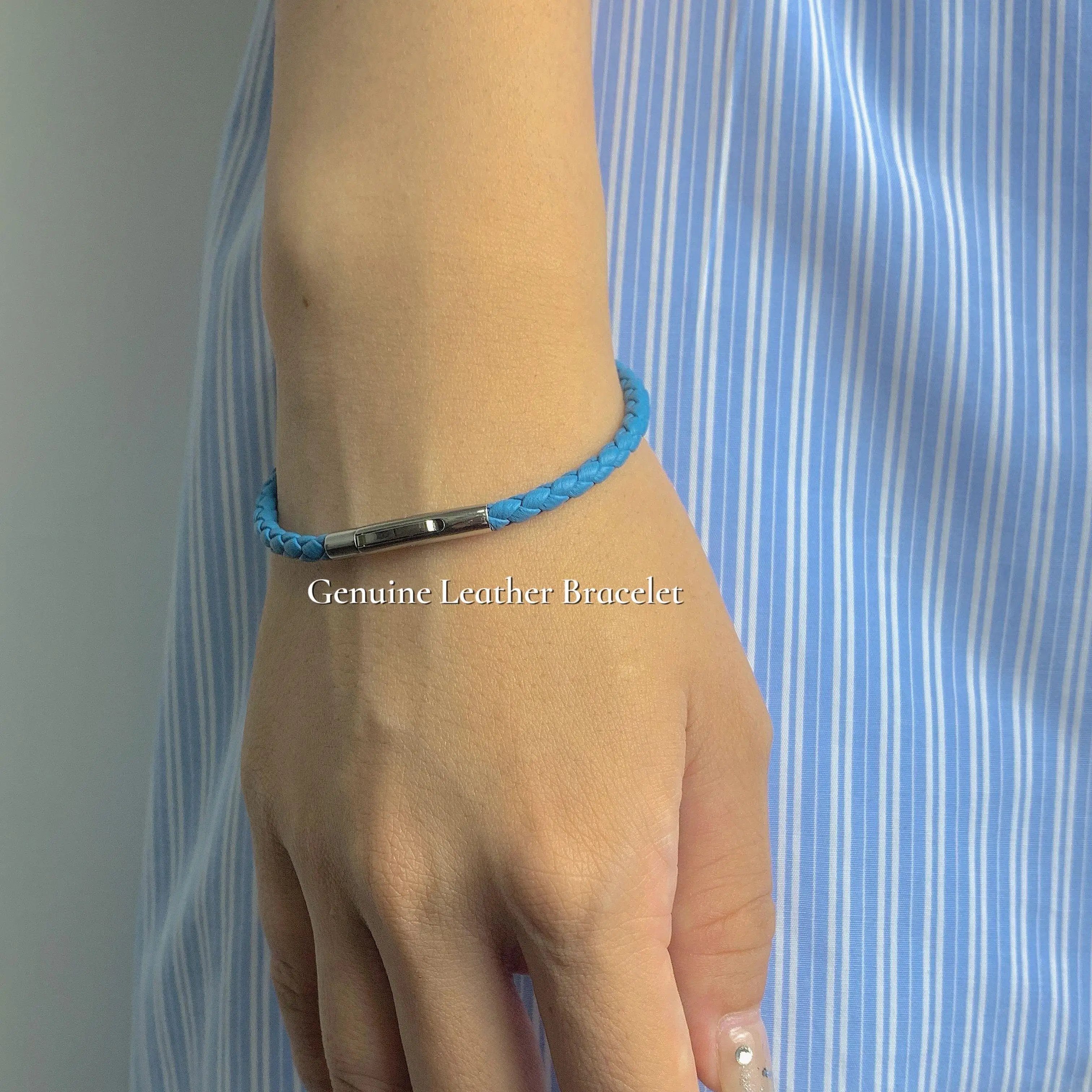 OYA Jewelry Simple Design Sheepskin Genuine Leather and Stainless Steel clasp leather rope Bracelet for Men Women