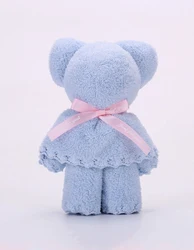 Customized Pink Coral Fleece Towel Solid Color Lovely Bagged Little Bear Towel