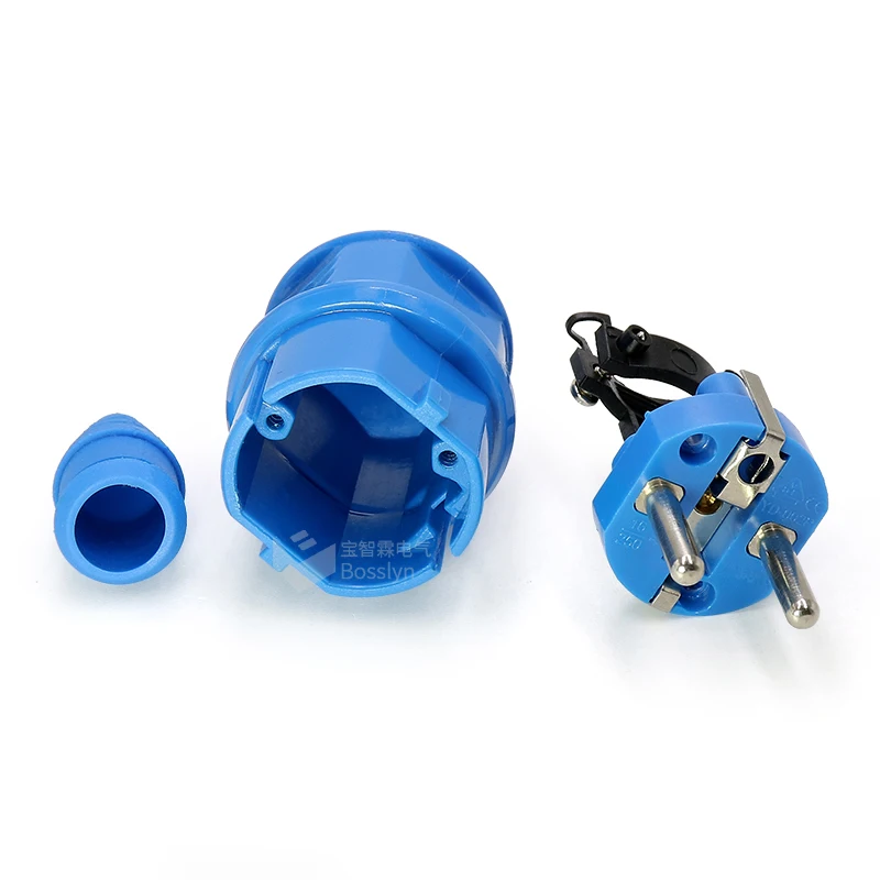 Durable quality schuko germany france type rewireable AC power connecter 250V 16A male plug