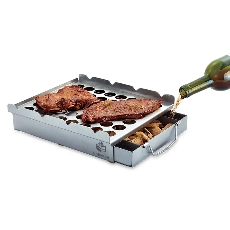 
5 in 1 Smoker box Multi function stainless steel BBQ Grill Set with Skewer Rack 