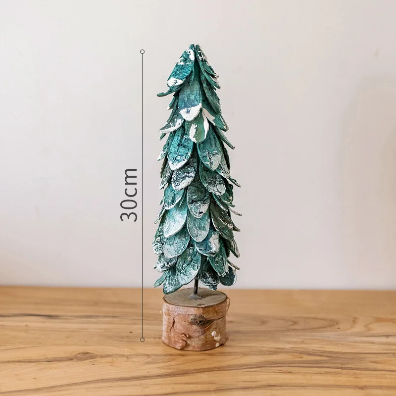 2022 New Log Christmas Tree Ornaments Forest Style Window Cafe Fairy Tale Decoration Theme Display
