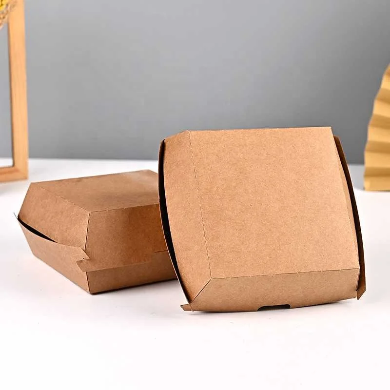 Wholesale Custom Kraft Paper Burger Box Hamburger Box Take Fast Food Out To Go Container