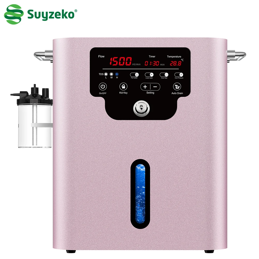 Suyzeko 1500ml spe pem water electrolyzer hydrogen machine inhaler hydrogen oxygen mixture gas breathing machine