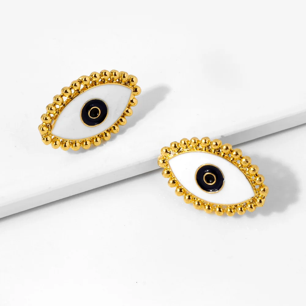 
2019 Hot Selling Metal Earring With Epoxy Gold Stud Earrings For Women Eye Earrings 