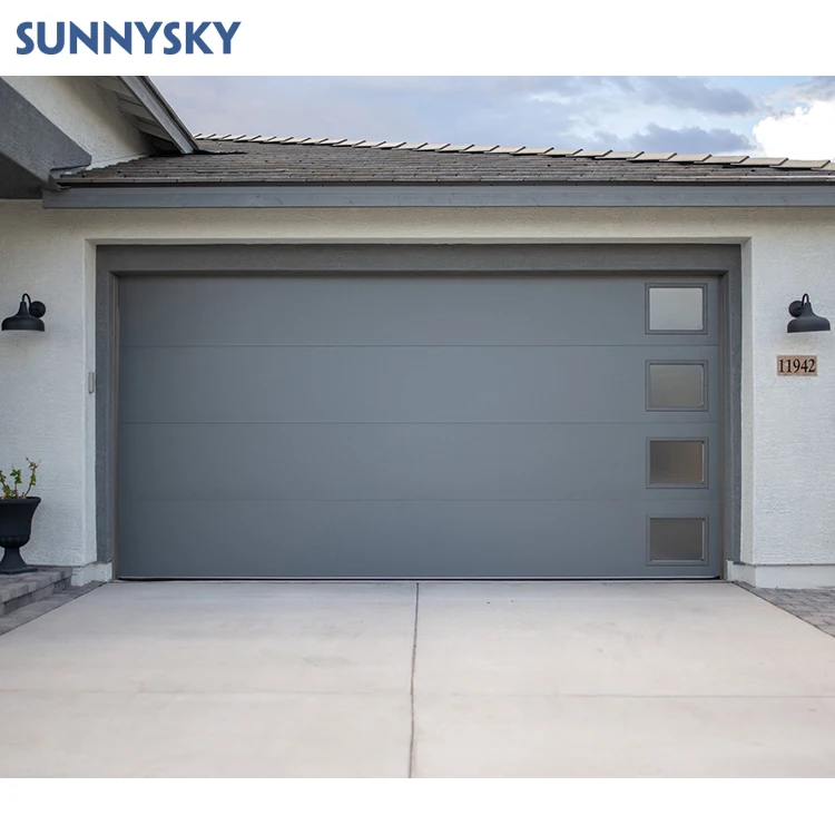 Sunnysky aluminum modern sandwich construction safe garage door overhead garage doors