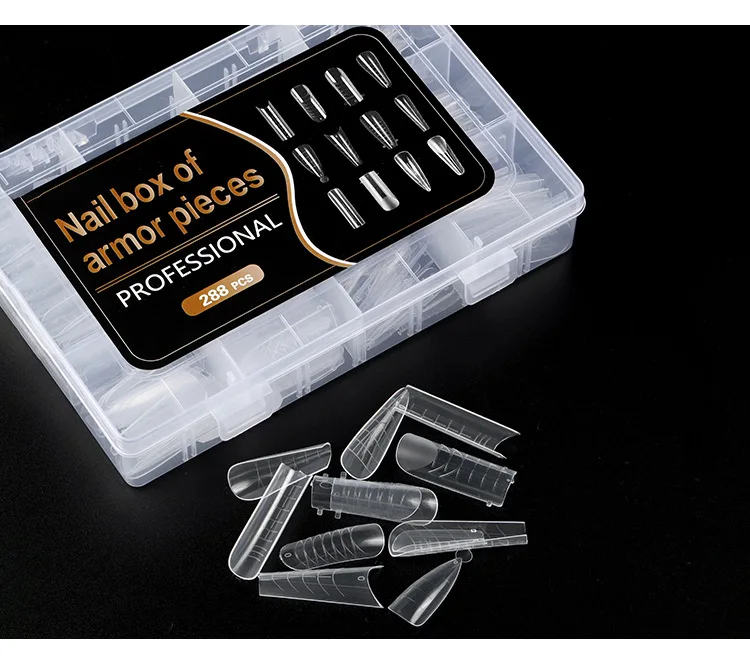 Acrylic Soft Gel Nail Tips Clear Transparent 288 Pcs Full And Half False Artificial Nail Tips For Extension