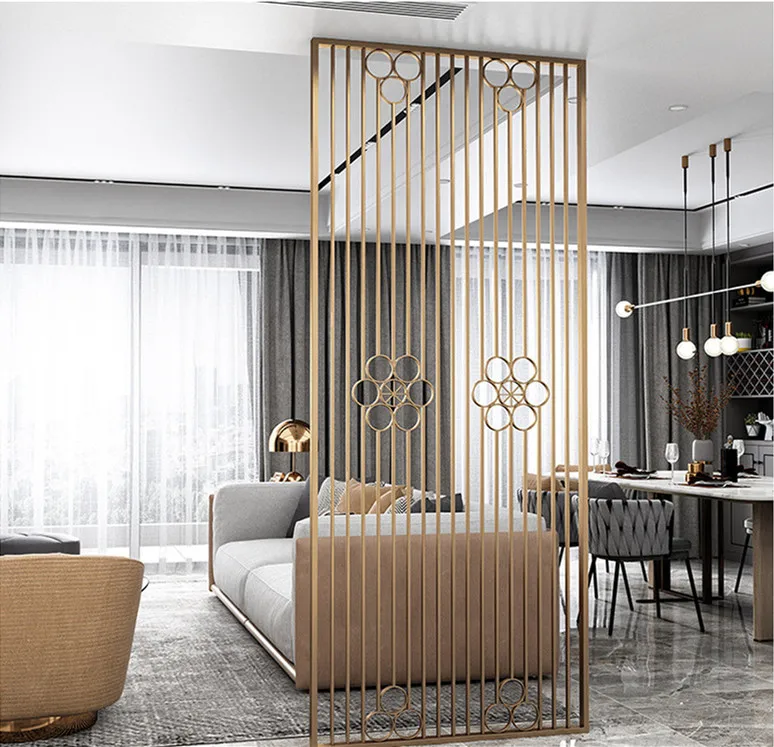 Simple Style Living Custom portable folding Hollow metal art steel screen room dividers partition