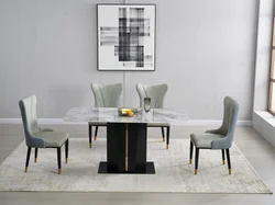 Factory Price Sale Dining Room Luxury European Restaurant Natural Marble Classic Furniture Table Set Dining