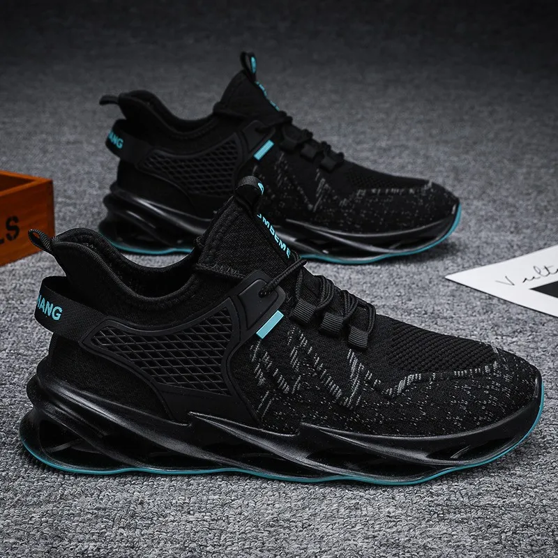 customize grey flying knit durable lightweight breathable blade white sneakers for man free shipping man boots sport shoes