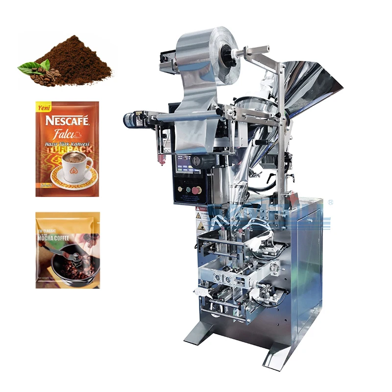 Automatic 4 sides sealing 3 in 1 instant coffee sachet filling machine sugar chocolate dry milk powder sachet packing machine