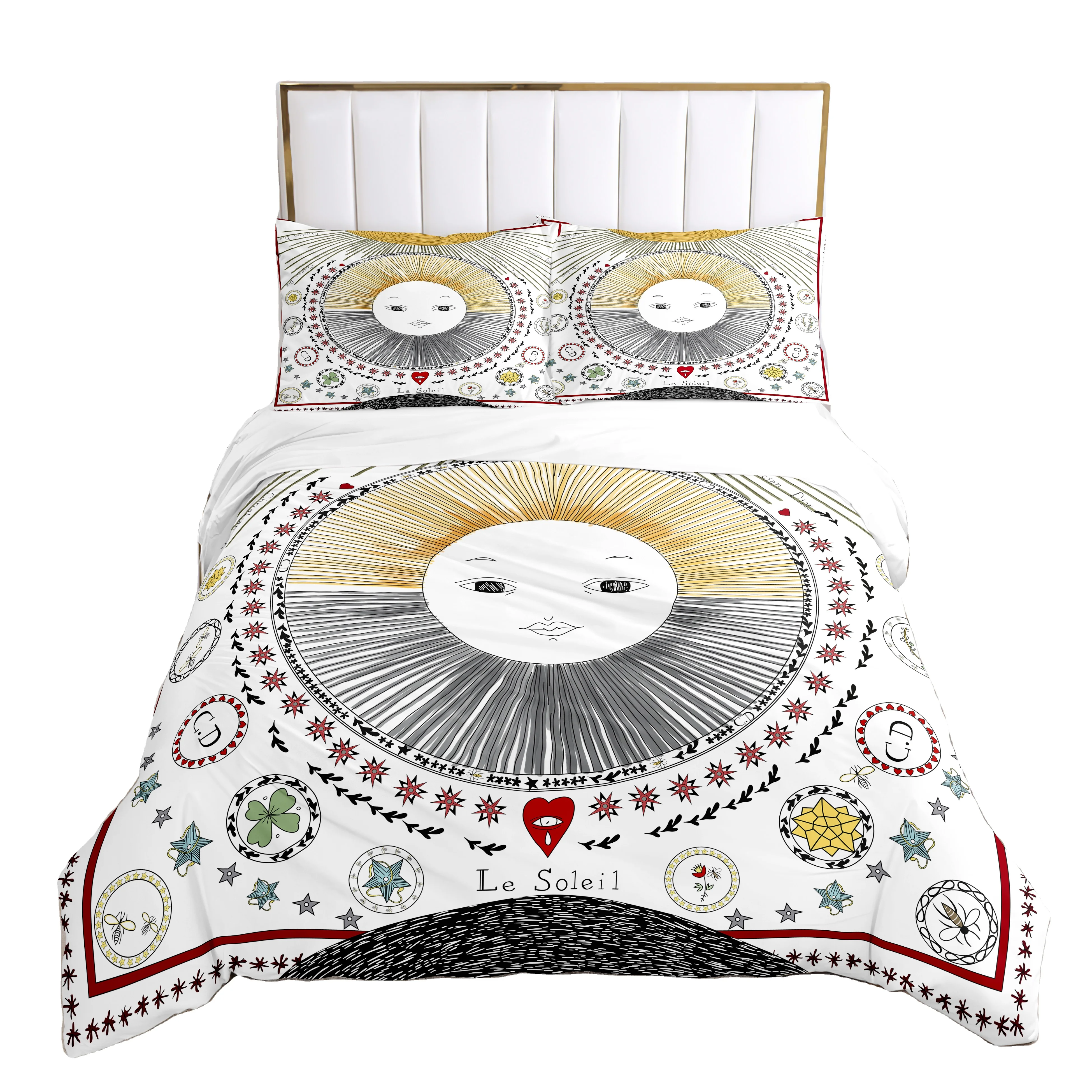 Printed queen king size home textile quilt cover bed set luxury duvets cover comforter bedding sets from China