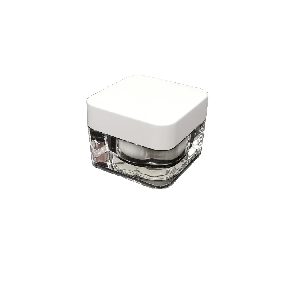 
High Quality Classic Design Square Cosmetic Cream Jar Acrylic Skin Care Cream Jar Crystal Double Wall Cosmetic Container 