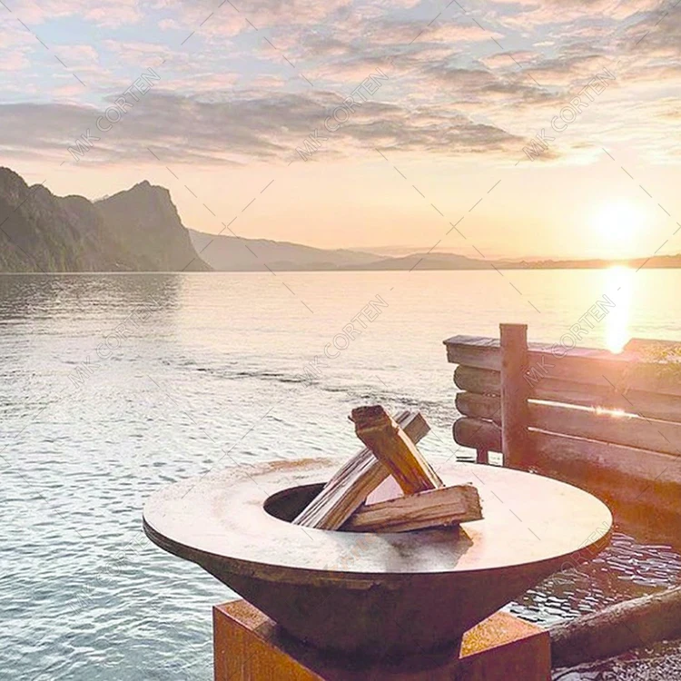 2023 Factory Wholesale Corten Steel Bbq Brazier Round Fire Burner Pot Bowl Outdoor Fire Pit