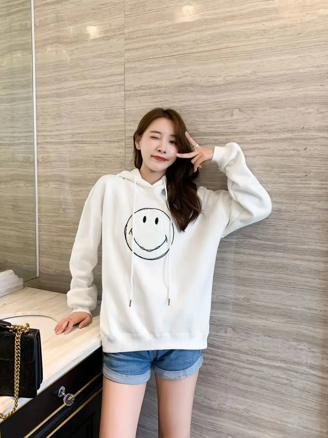 Oversize 50% Cotton 50% Polyester Hoodies Cotton Polar Fleece Women Pink Sweater Pullover Embroidery Unisex Sweatshirt
