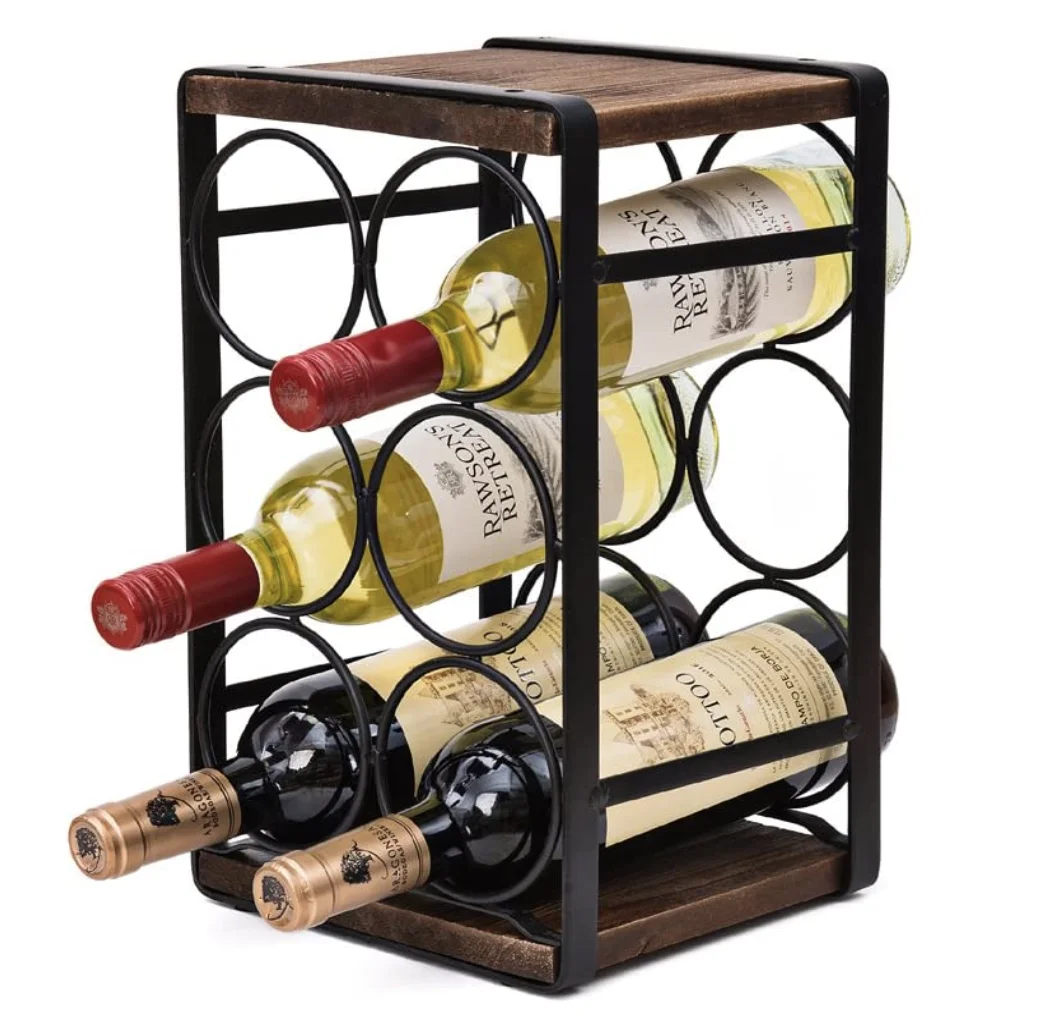 Wholesale Kitchen Rustic Wood Countertop Wine Rack