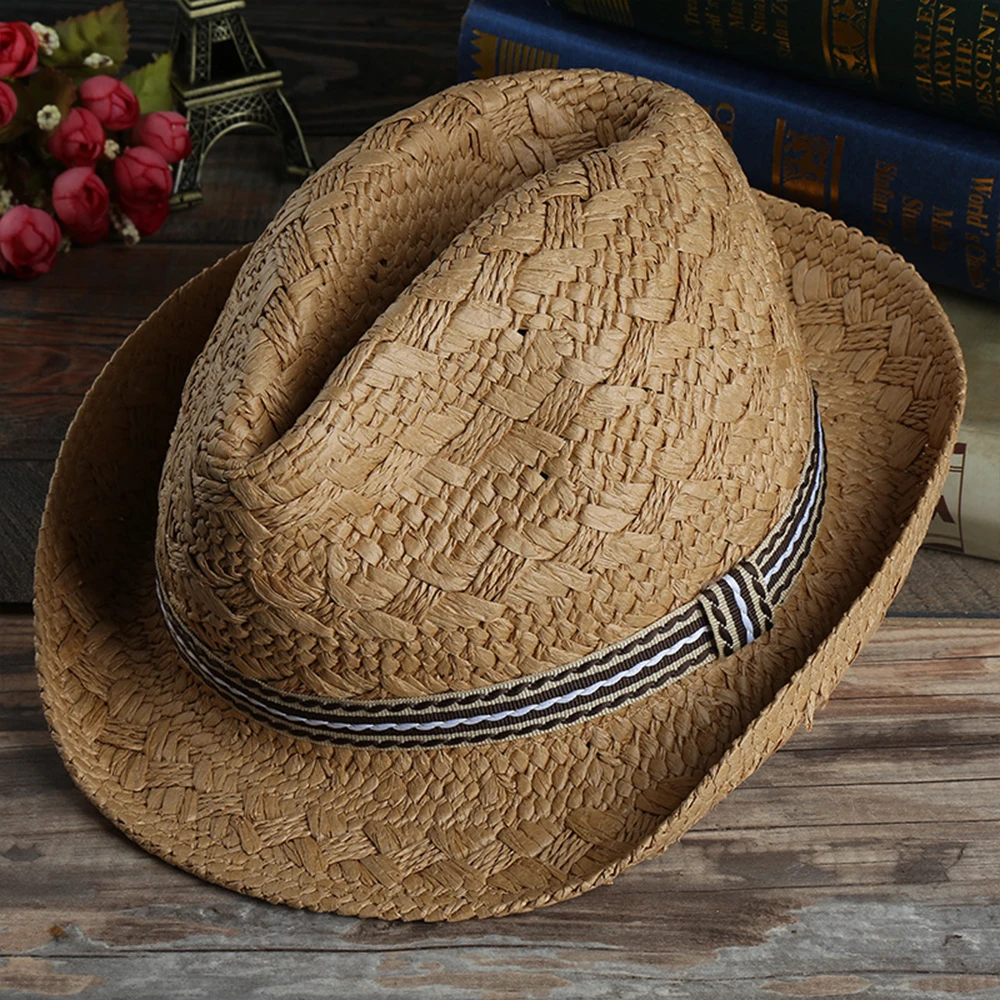 Hot Sale Cheap Fashion Custom Printed Logo Panama Fedora Straw Hats For Men Women Summer Paper Grass Beach Jazz Hats