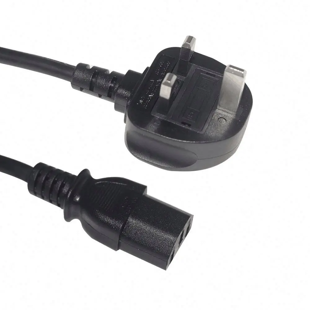 High Quality 1.8M 1.5Mm2 C13 UK Power Cable BS1363 UK AC Power Cord IEC C13 Connector