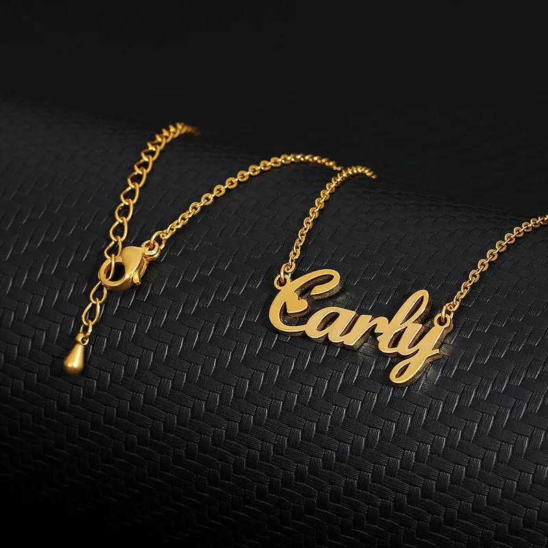 New Stainless Steel Personalized Gold Inital Custom Name Friendship Necklace 18k Gold Any Language Font Customized Necklace